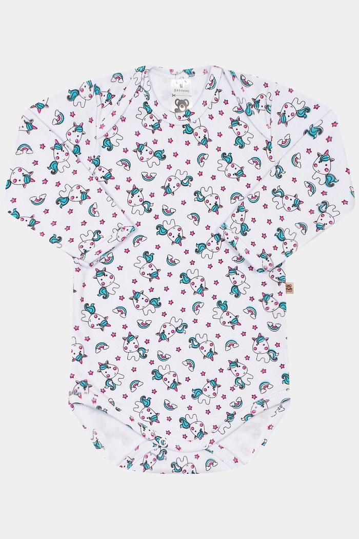 Body Suedine Manga Longa Estampado Unicórnio Stolf