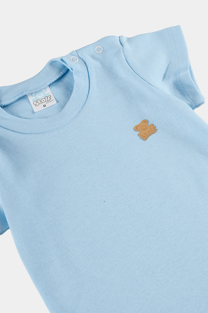 Macacão Suedine Curto Azul Stolf