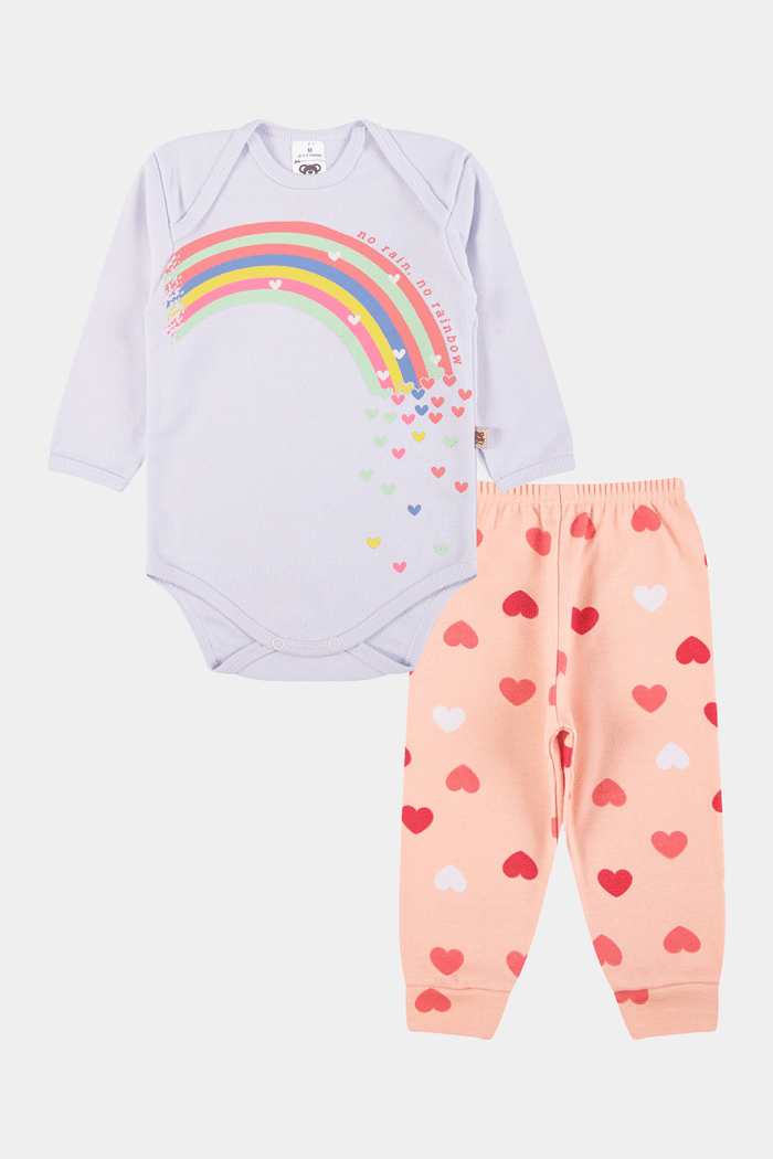 Conjunto Suedine Longo Rainbow Branco Stolf