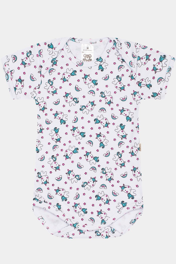 Body Suedine Manga Curta Estampado Unicórnio Stolf
