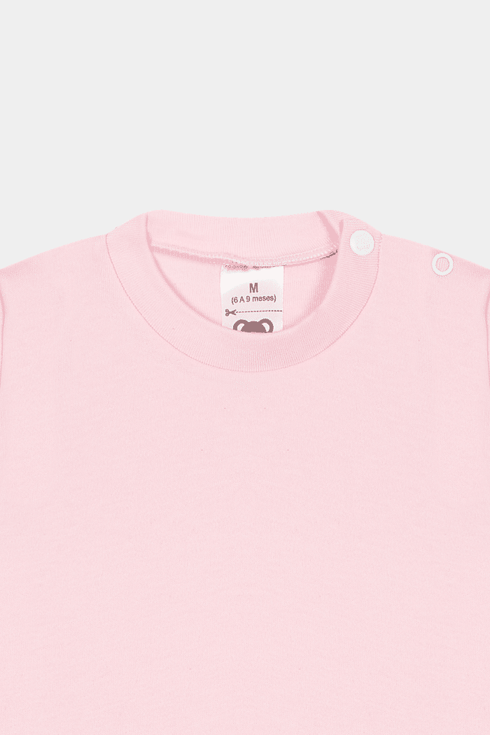 Camiseta Suedine Manga Curta Lisa Rosa Bebê Stolf