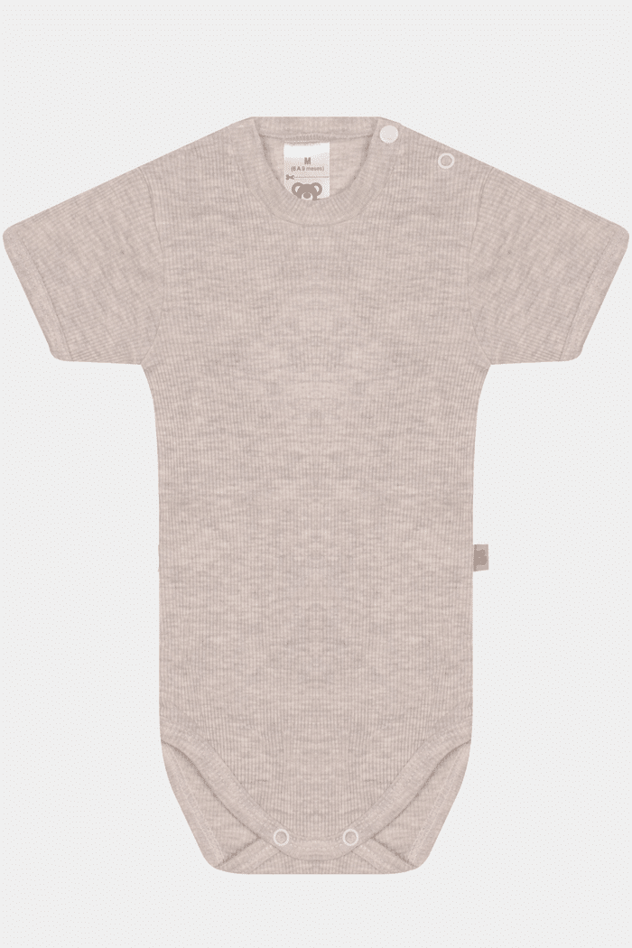 Conjunto Canelado Body Curto e Calça Mescla Claro Stolf