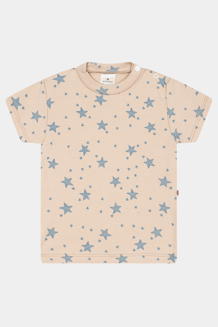 Camiseta Suedine Manga Curta Estampada Estrelinha Stolf