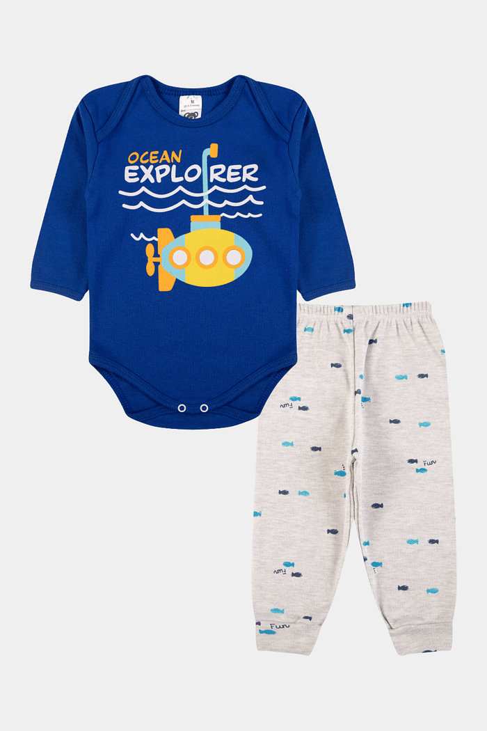 Conjunto Suedine Longo Ocean Azul Royal Stolf