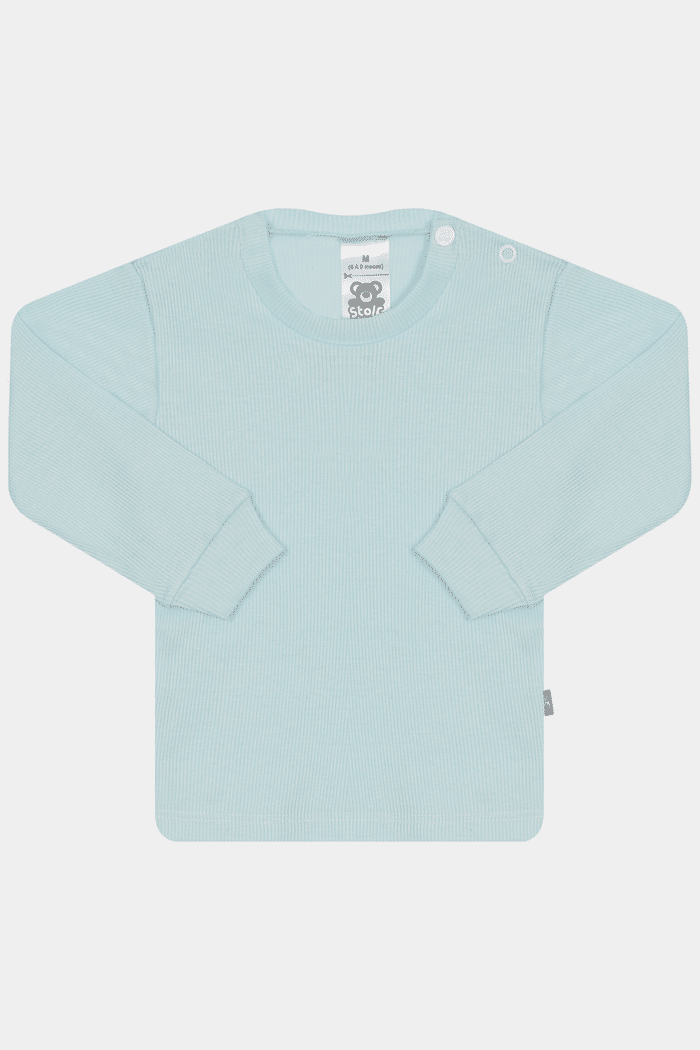 Camiseta Canelada Manga Longa Lisa Acqua Stolf