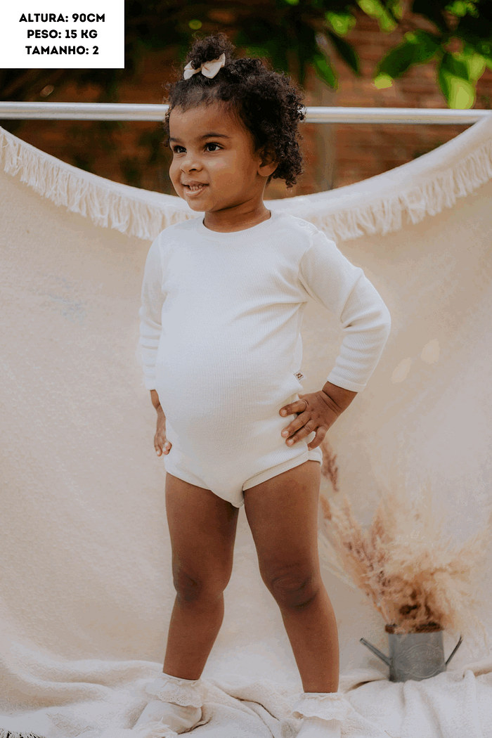 Body Canelado Manga Longa Natural Stolf