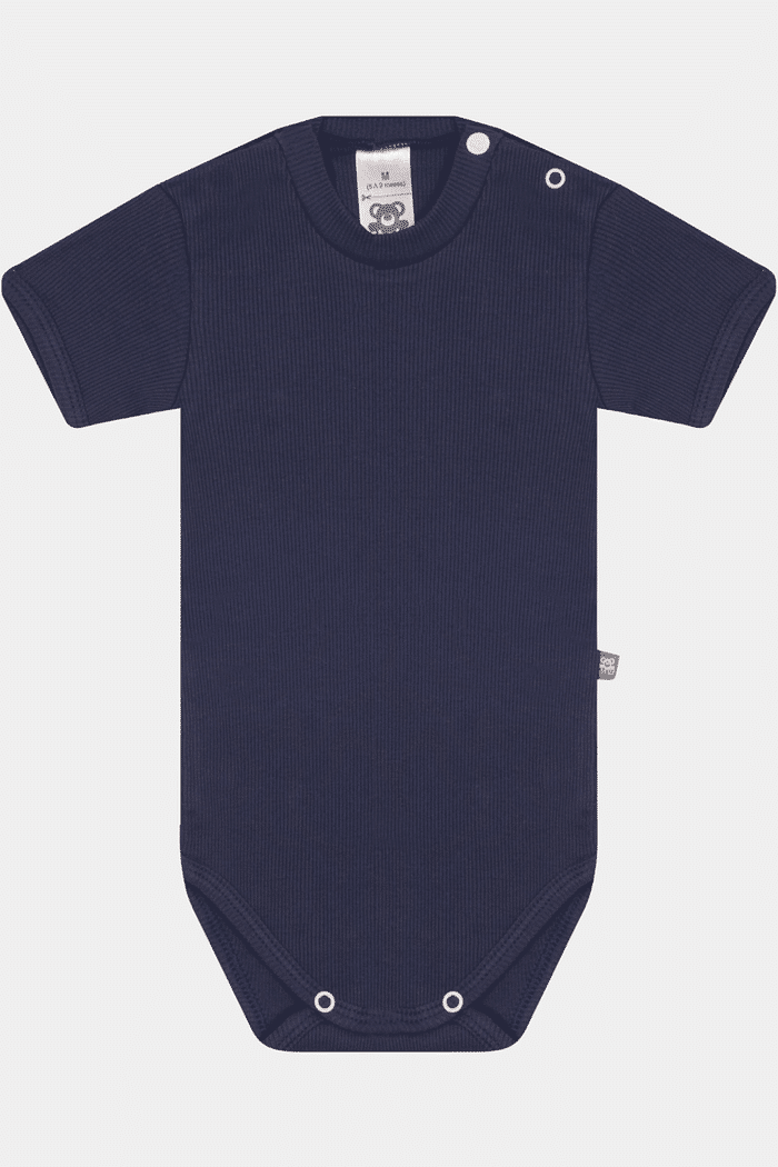 Body Canelado Manga Curta Marinho Stolf