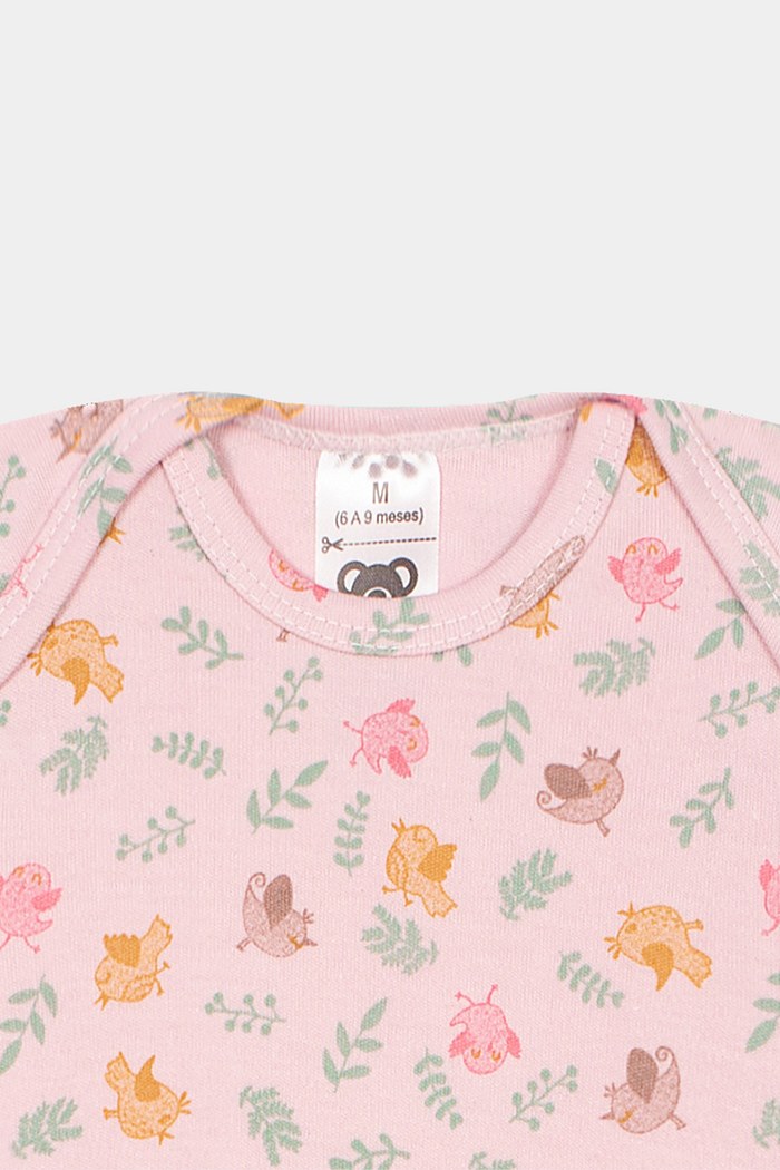 Body Suedine Manga Curta Estampado Passarinho Stolf