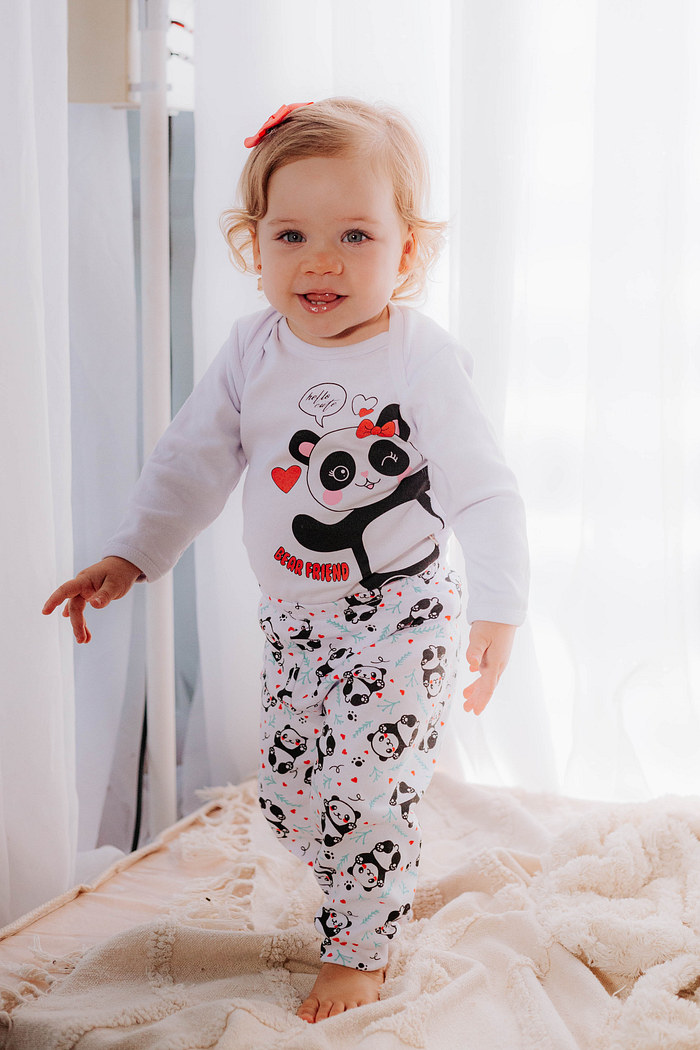 Conjunto Suedine Longo Panda Branco Stolf