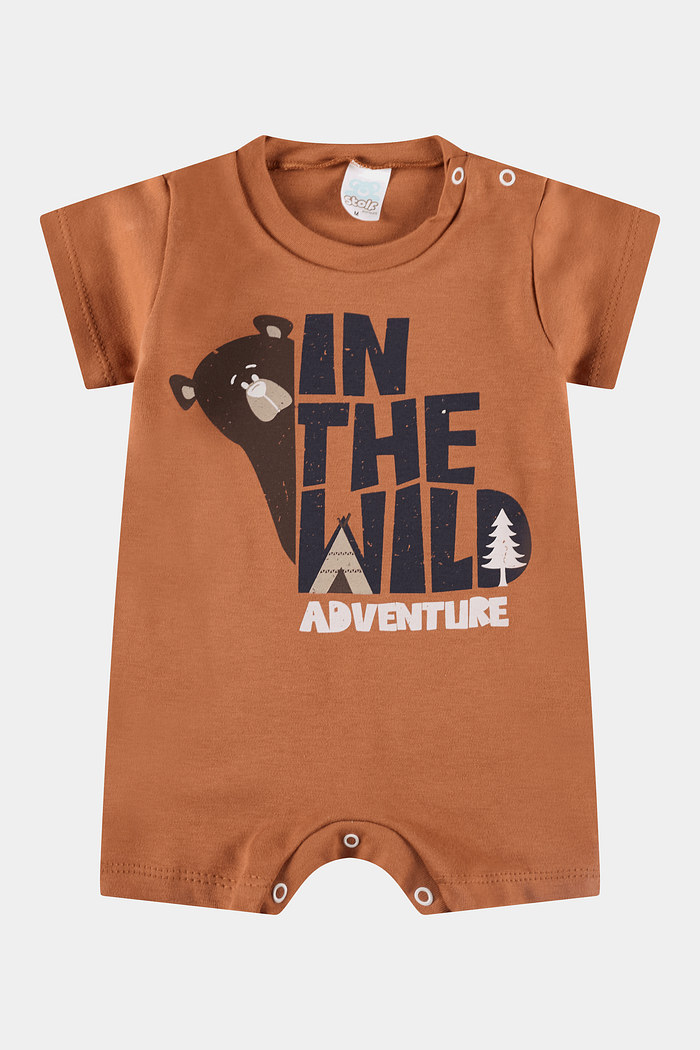 Macacão Algodão Egípcio Curto Wild Marrom