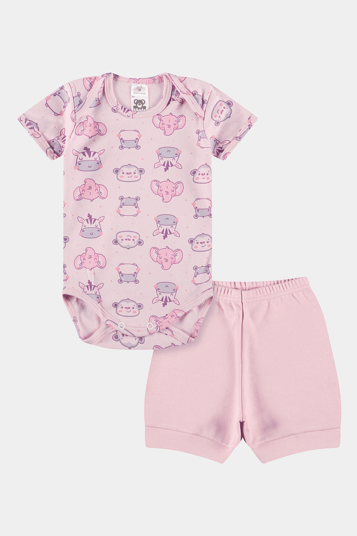 Conjunto Suedine Curto Elefante Rosa Stolf
