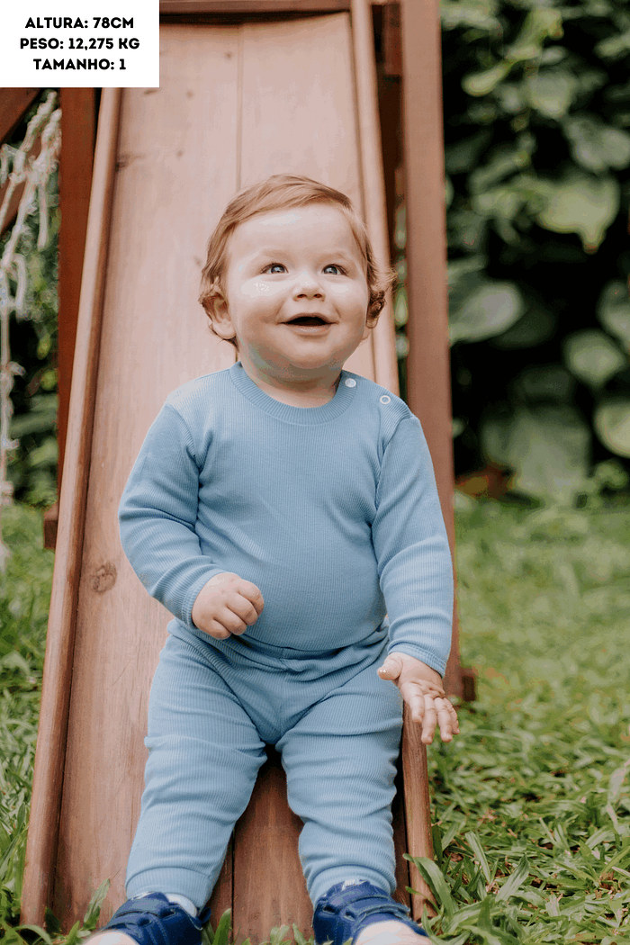 Conjunto Canelado Longo Indigo Claro Stolf