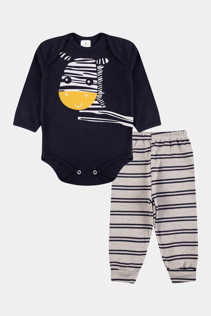 Conjunto Suedine Longo Zebra Marinho Stolf