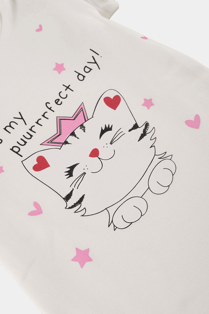 Macacão Algodão Egípcio Curto Gatinha Marfim Stolf