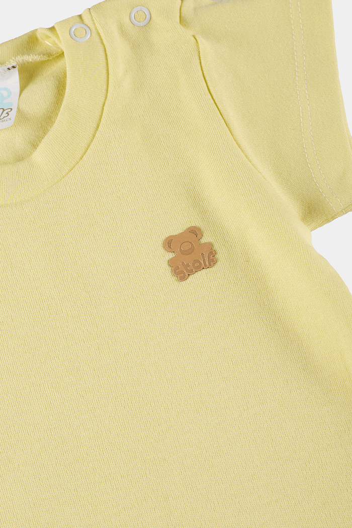 Macacão Suedine Curto Amarelo Stolf