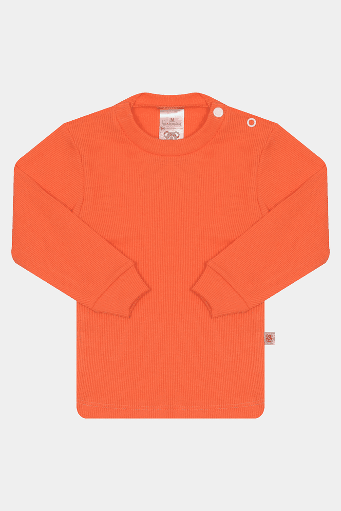 Camiseta Canelada Manga Longa Lisa Terracota Stolf