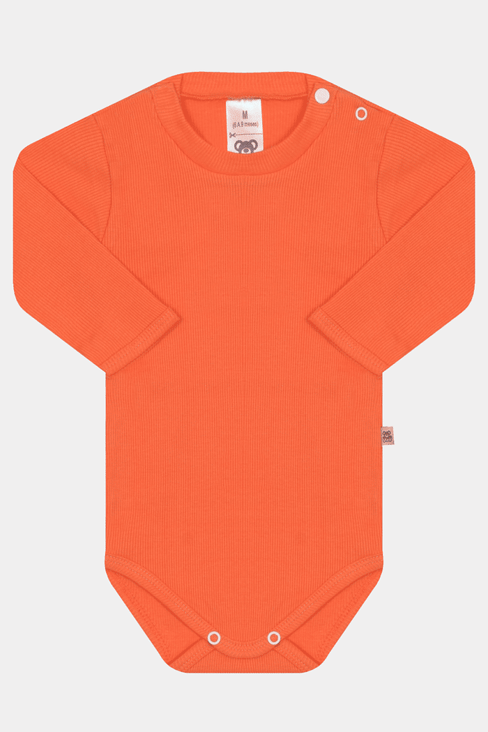 Body Canelado Manga Longa Terracota Stolf