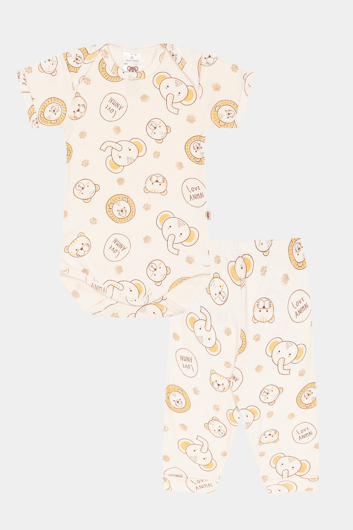 Conjunto Suedine Body Curto e Calça Animais Stolf