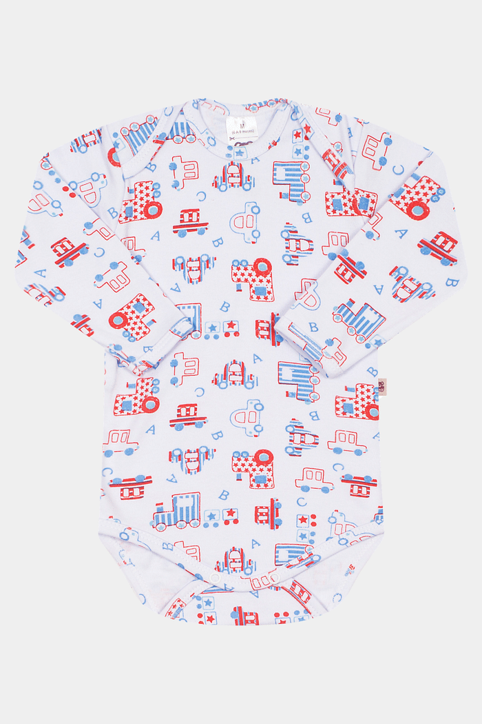 Body Suedine Manga Longa Estampado Carrinho Stolf