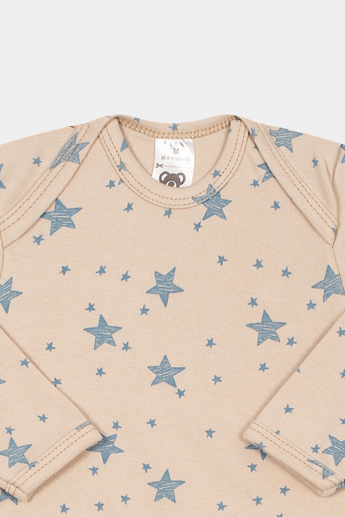 Body Suedine Manga Longa Estampado Estrelinha Stolf