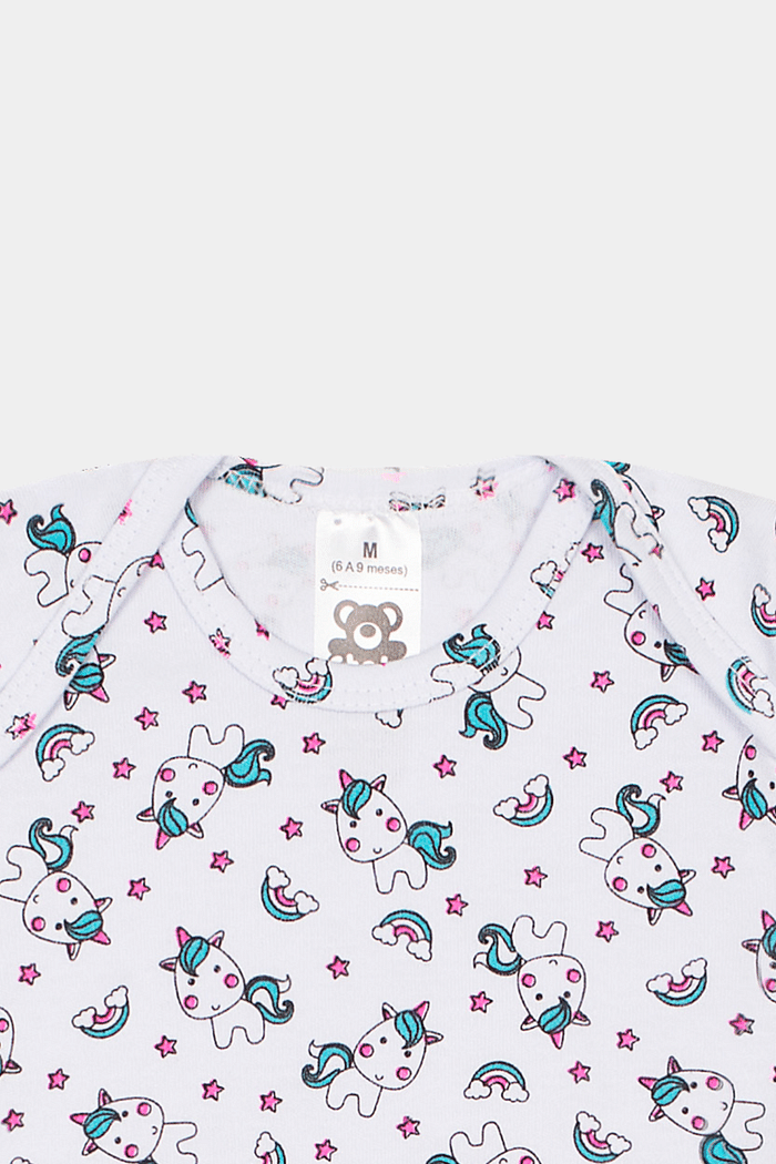 Body Suedine Manga Curta Estampado Unicórnio Stolf