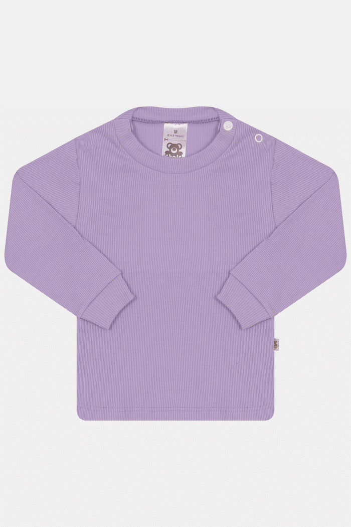 Camiseta Canelada Manga Longa Lisa Lavanda Stolf