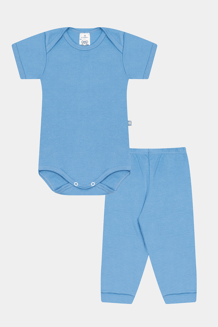 Conjunto Suedine Body Curto e Calça Azul Médio Stolf