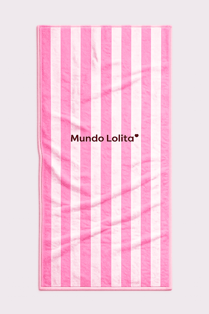 toalha listrada rosa mundo lolita mundo lolita