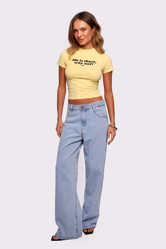 baby tee amarela life is short mundo lolita