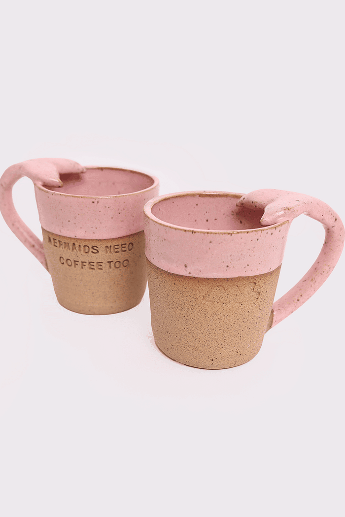 xícara mermaids marrom com rosa mundo lolita