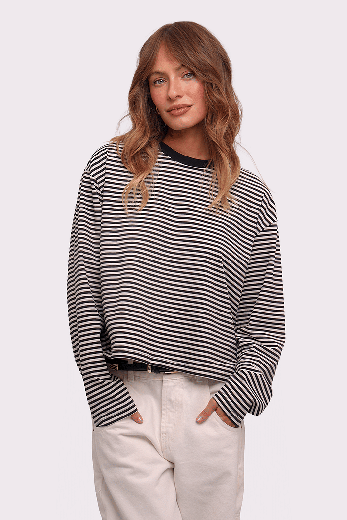 blusa manga longa black stripe mundo lolita
