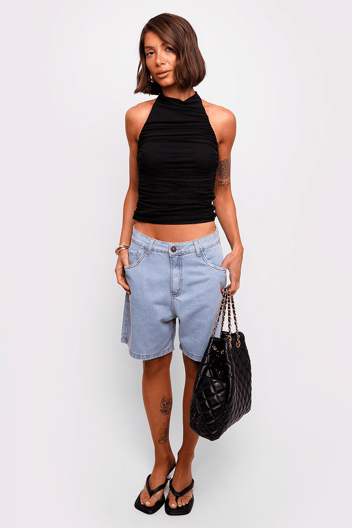 blusa preta drapeada kiss mundo lolita