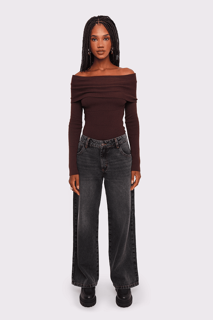 blusa de tricô croissant marrom mundo lolita