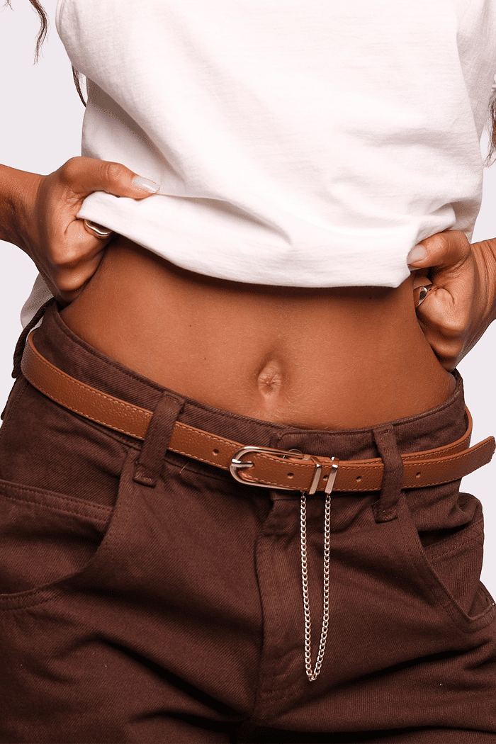 cinto couro correntes marrom laura mundo lolita