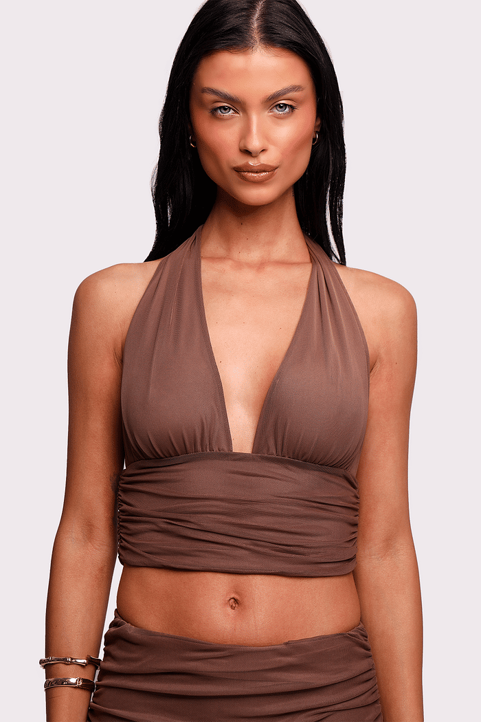 blusa em tule marrom goddess mundo lolita