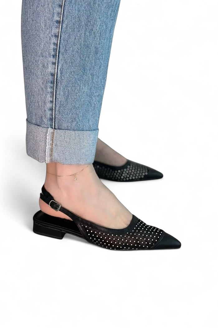 SILVIA - SAPATILHA TELA CRISTAL PRETA