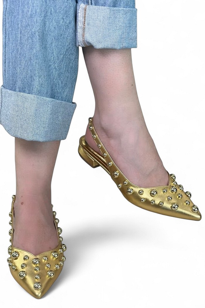 KAKÁ - SAPATILHA SLINGBACK ESFERAS DOURADA