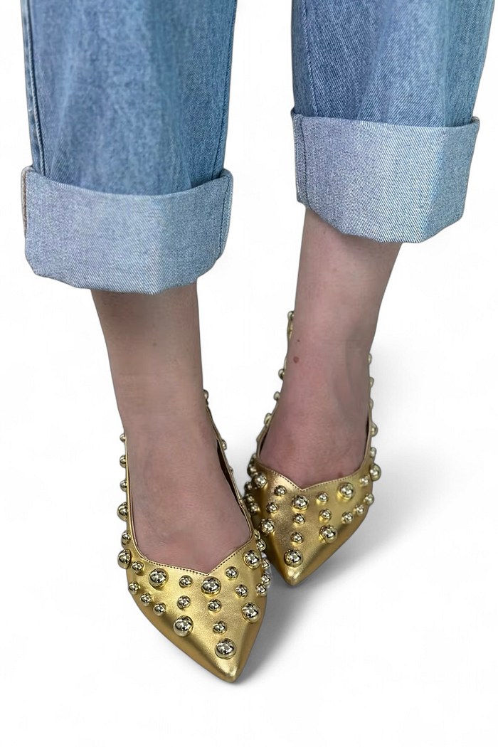 KAKÁ - SAPATILHA SLINGBACK ESFERAS DOURADA