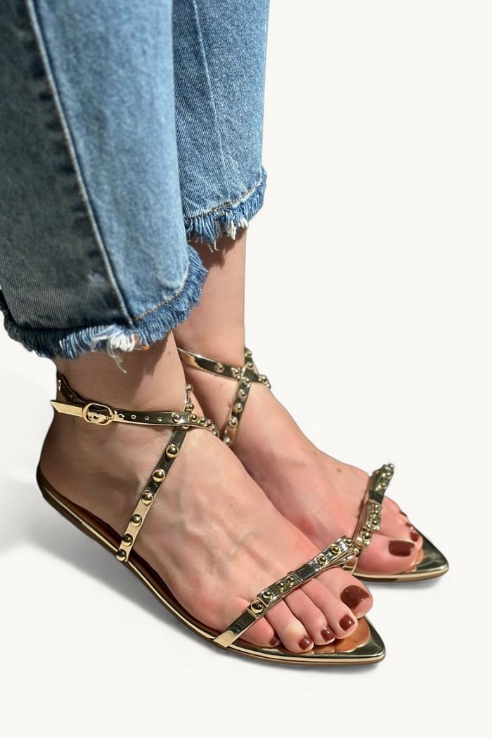 JÚLIA - FLAT ESPELHADA LAÇO DOURADA