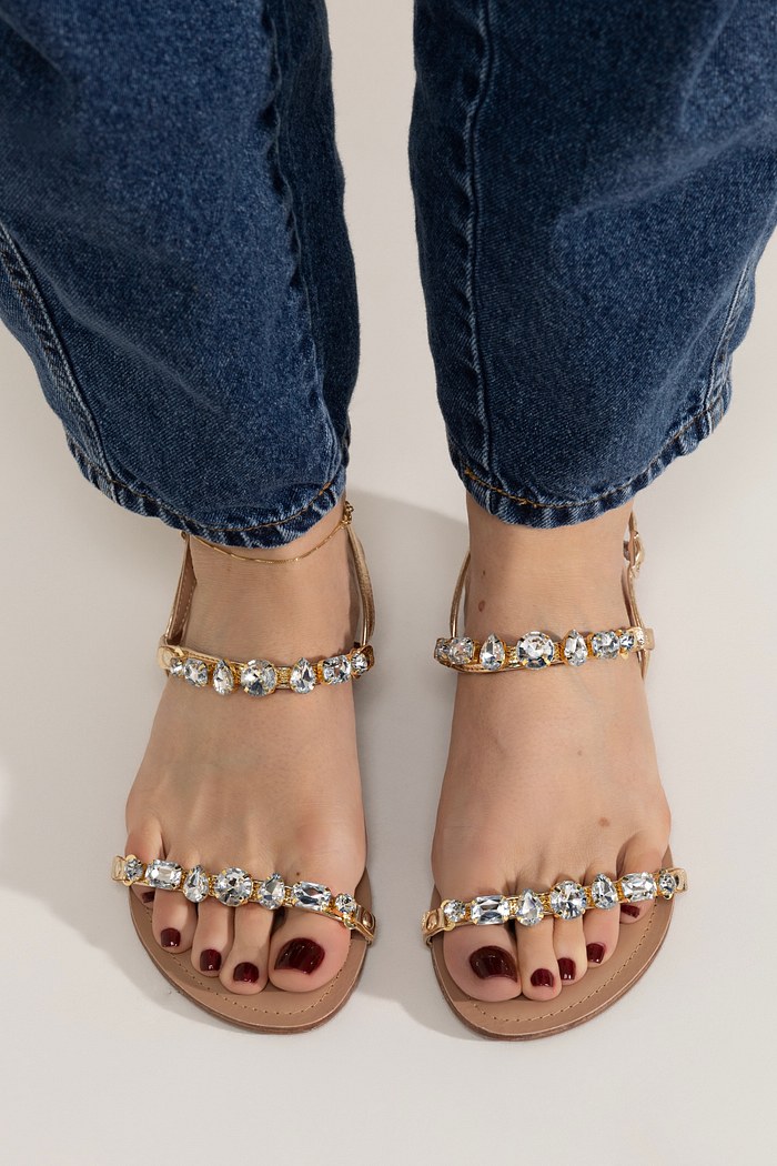 TEREZA - FLAT SANDÁLIA PEDRARIAS DOURADA