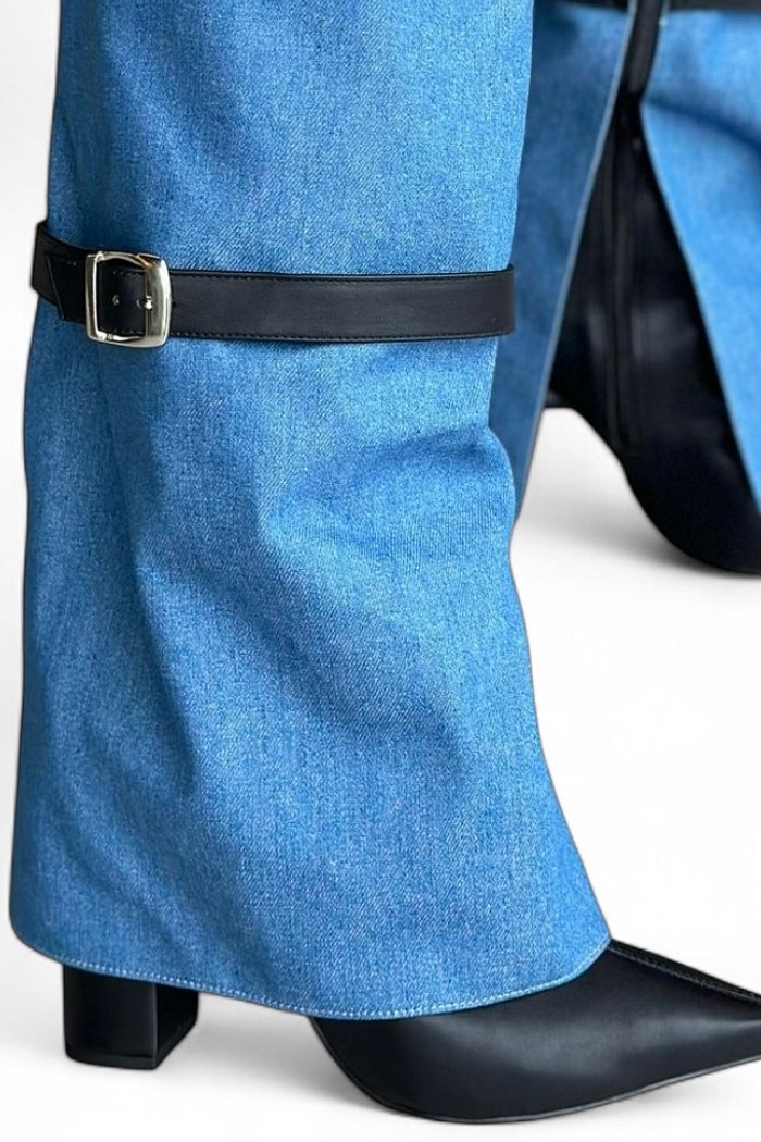 MILENA - BOTA CANO LONGO CAPA E FIVELA JEANS