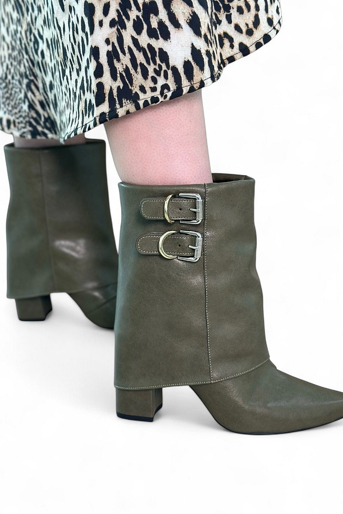 ACÁLIA - BOTA COURO CANO CURTO VERDE ARMY