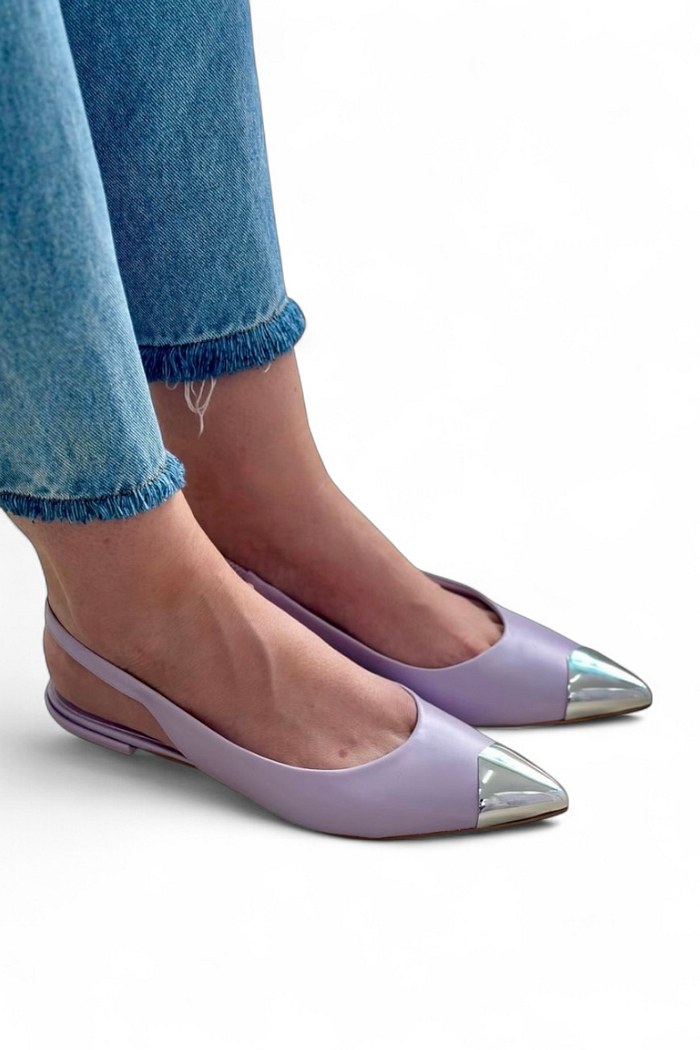 STELLA - SAPATILHA SLINGBACK BIQUEIRA METAL LILÁS