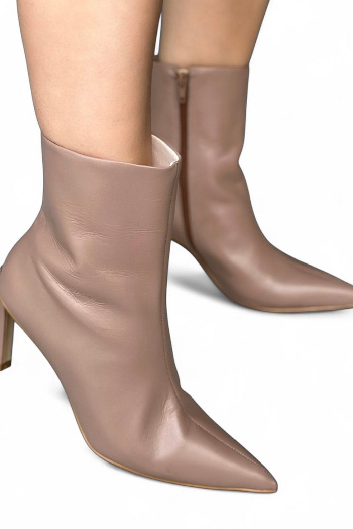 LESLIE - BOTA COURO CANO BAIXO TAUPE
