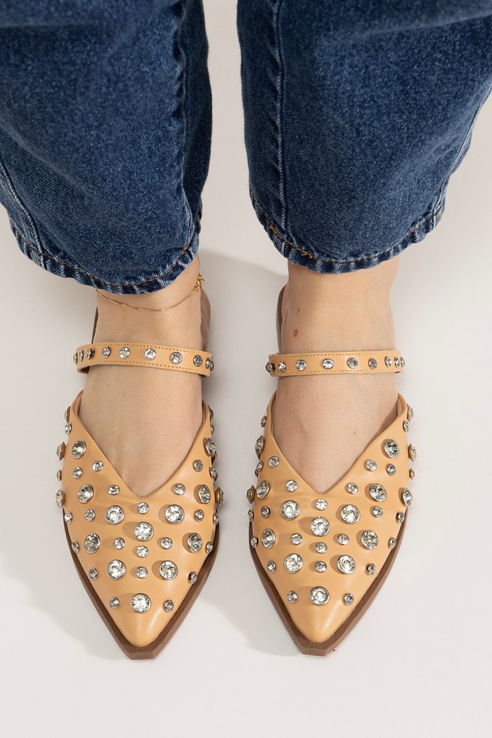 GABRIELA - MULE COURO COM PEDRARIA STRASS MEL
