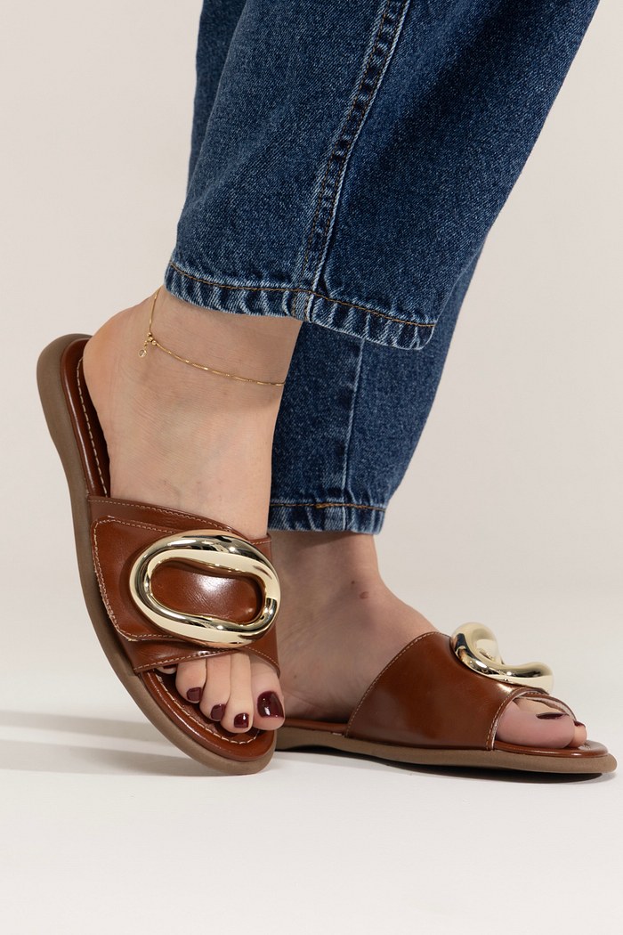 CORINA - FLAT RASTEIRA CARAMELO