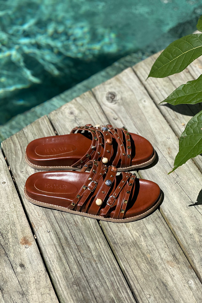 JERI - BIRKEN CARAMELO COM PEDRAS COLORIDAS