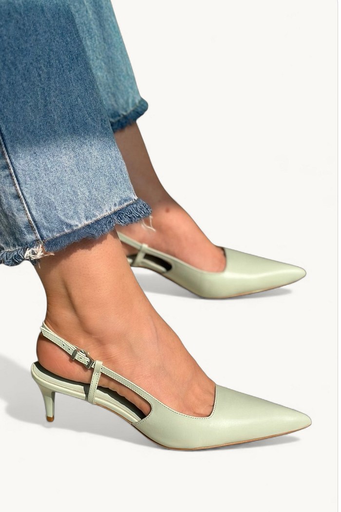 CRIS - SCARPIN SLINGBACK VINIL VERDE MENTA