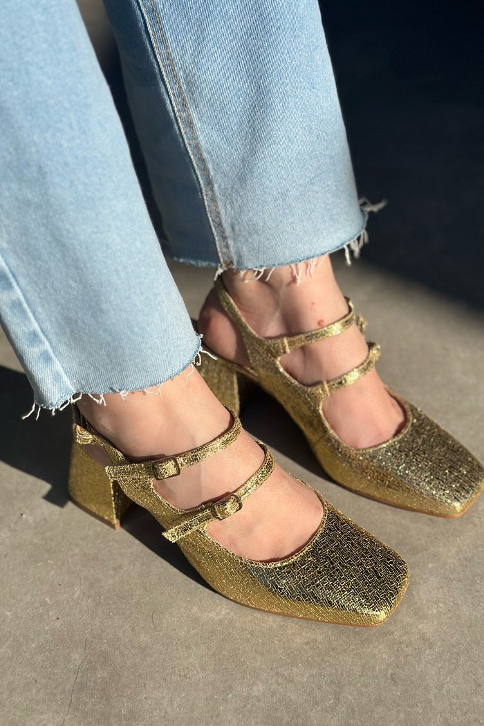 AYLA - SCARPIN SLINGBACK CROCO DOURADO