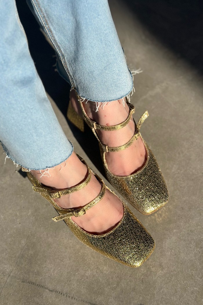 AYLA - SCARPIN SLINGBACK CROCO DOURADO